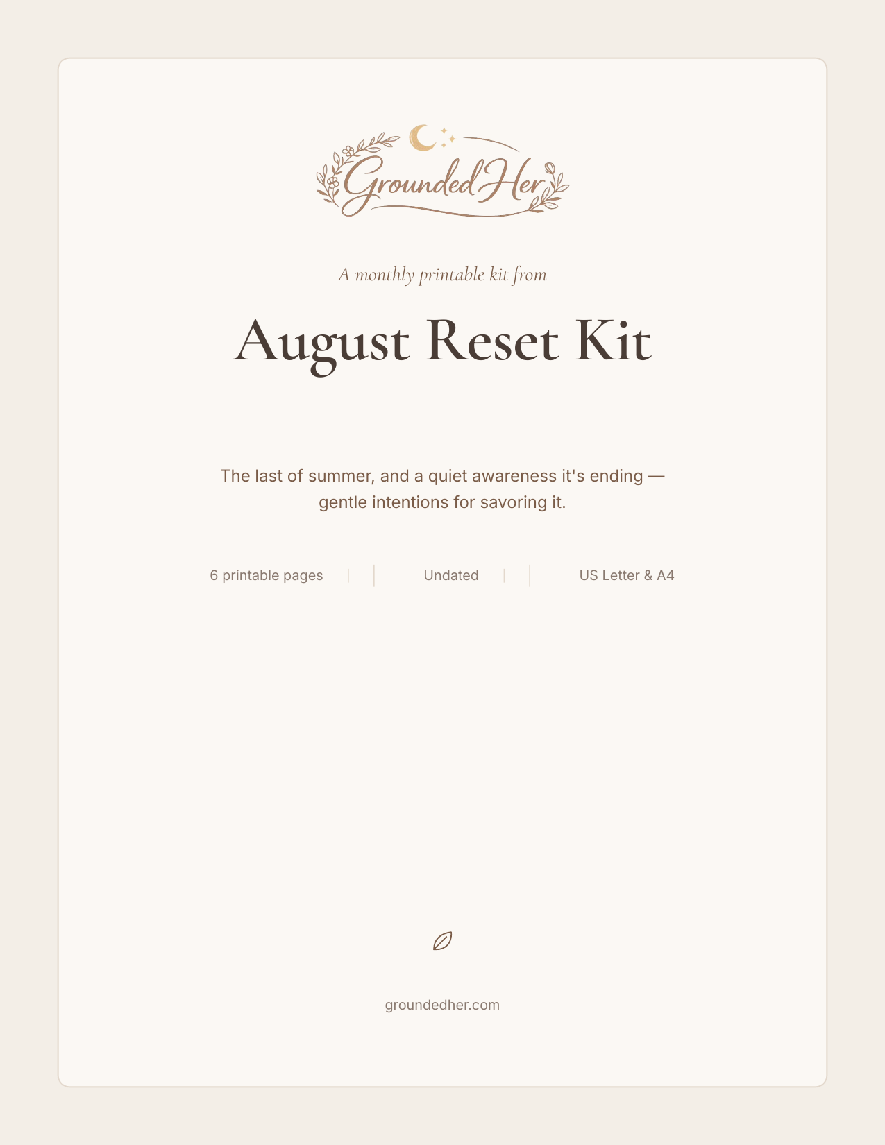 August Reset Kit cover